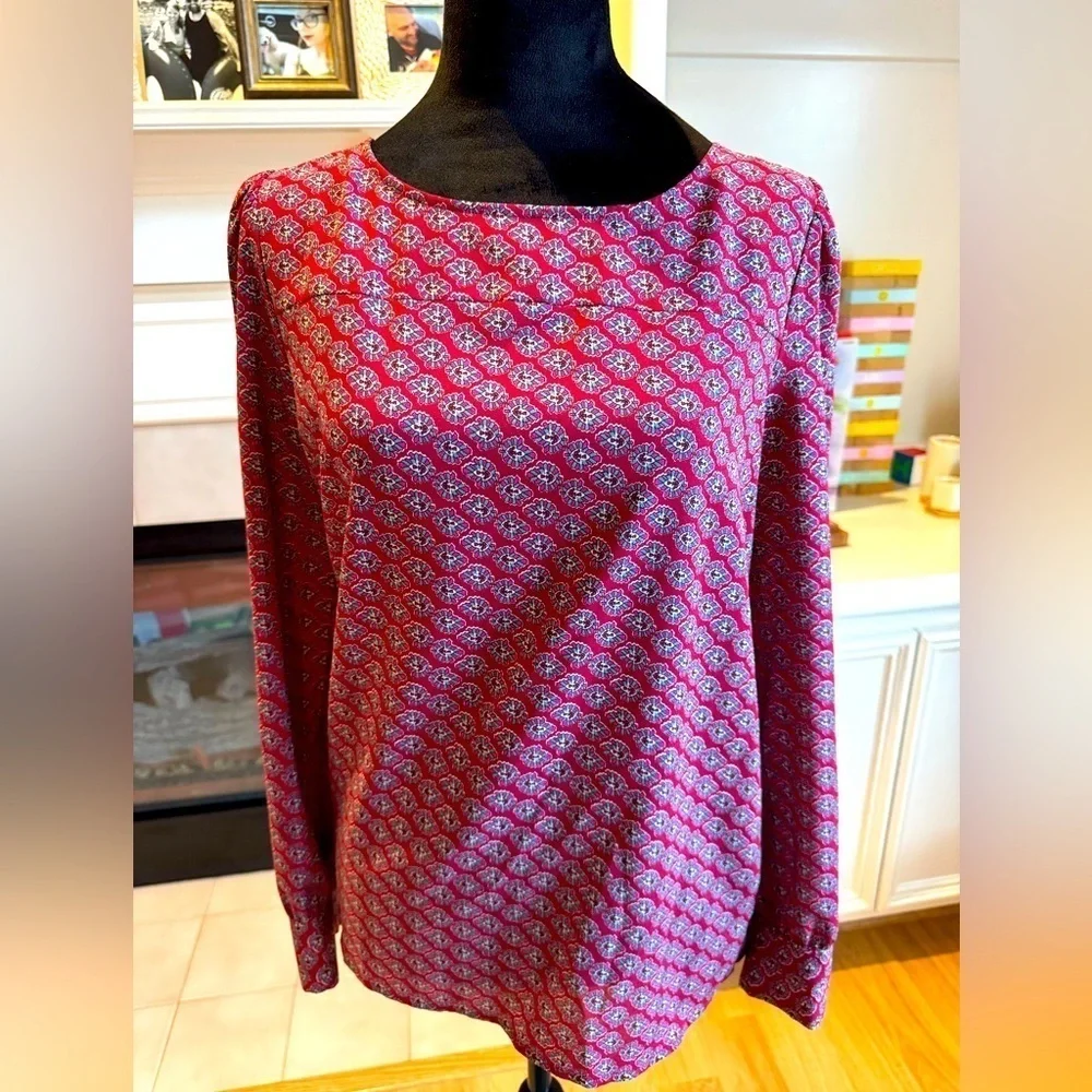 J. CREW Pop Over Boho Red Top Size Small VGUC